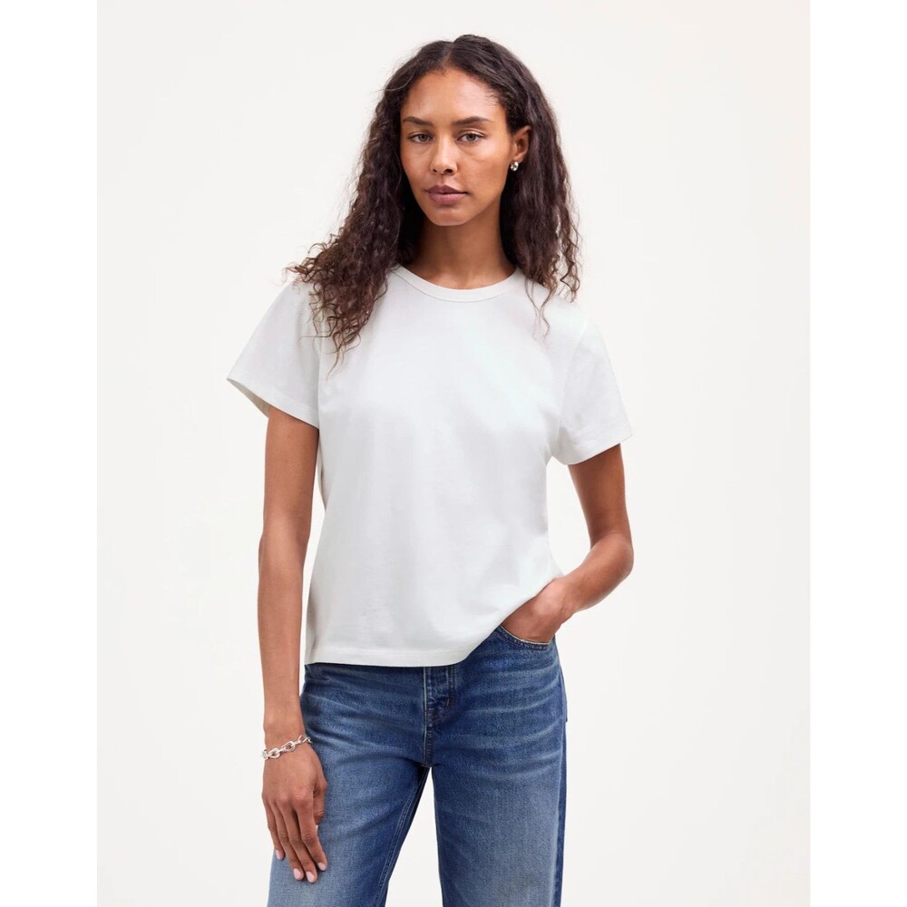 MADEWELL The Perfect Crewneck Tee in Allday Jersey S White Cotton Knit NWT B39